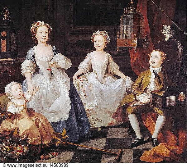 fine arts  Hogarth  William  (1697 - 1764)  painting  'the Graham children'  1742  oil on canvas  160 5 cm x 181 cm  Tate gallery  London