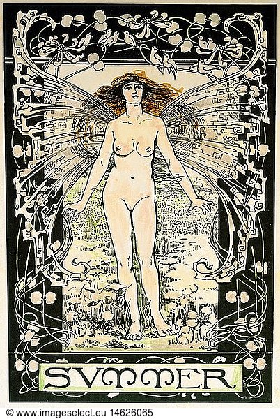 fine arts  Houston  Mary G.  print  'Summer'  illustration from the magazine 'Studio'  August 1896  private collection