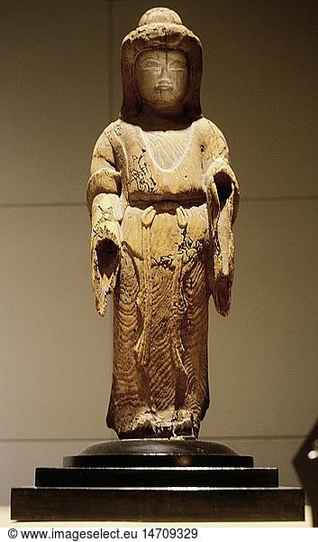 fine arts  Japan  sculpture  wood  fortune goddess Benten  Heian Period (794 - 1185)  Museum for Asian Art  Berlin