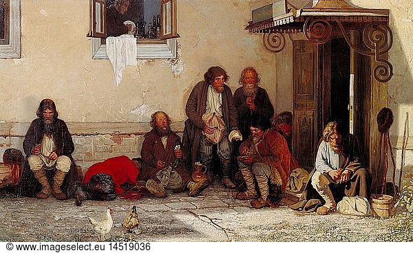 fine arts  Miassoyedov  Grigori Grigoryevich (1835 - 1911)  painting  lunch time in the county council  1872  Tretyakov Gallery  Moscow