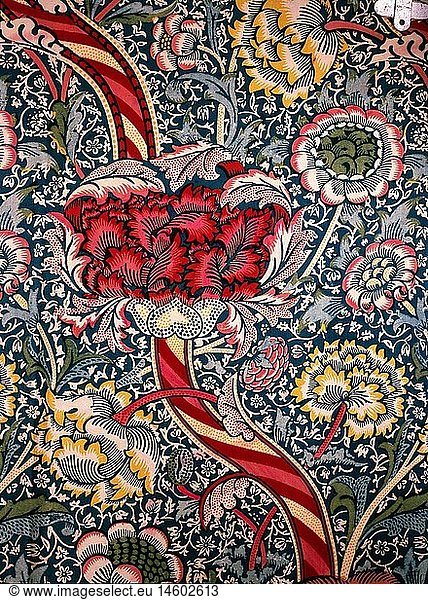 fine arts  Morris  William (1834 - 1896)  fabrics  decorative fabric with flower pattern  England  1884  Die Neue Sammlung  Munich