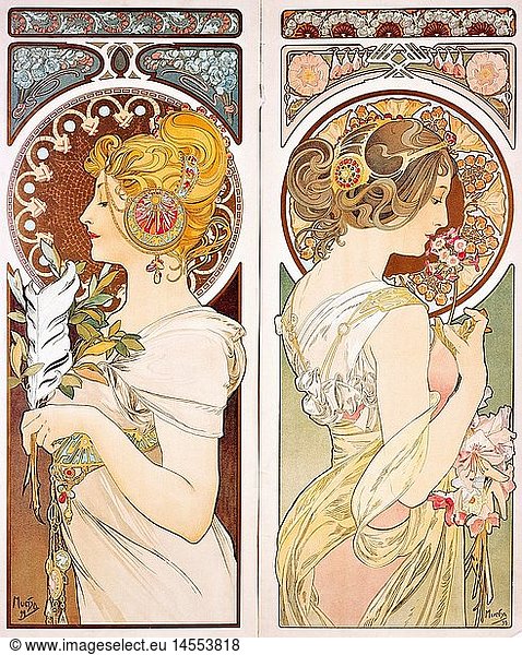 fine arts  Mucha  Alphonse  24.8.1860 - 14.7.1939  lithographs  1899