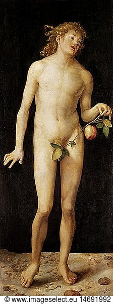 fine arts  religious art  Adam and Eve  painting 'Adam'  by Albrecht DÃ¼rer (21.5.1471 - 6.4.1528)  oil on panel  1507  Museo del Prado  Madrid  Spain