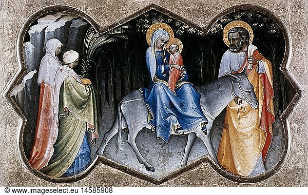 fine arts  religious art  Holy Family  'Escape to Egypt'  painting by Lorenzo Monaco (circa 1370 - um 1425)  State Lindenau Museum Altenburg