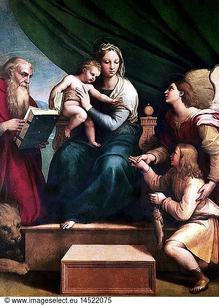 fine arts  religious art  madonnas with child  painting 'Madonna of the Fish'  by Raphael (1483-1520)  Prado  Madrid