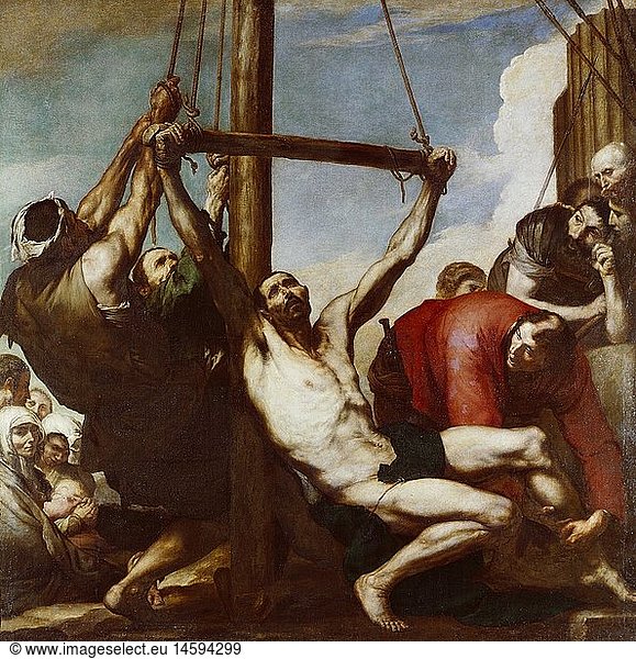 fine arts  Ribera  Jusepe de (1591 - 1652)  painting  'Martyrdom of Saint Bartholomew' ('El martirio de San Bartolome')  oil on canvas  1639  Museo del Prado  Madrid