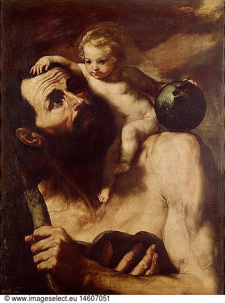 fine arts  Ribera  Jusepe de (1591 - 1652)  painting  'St. Christopher'  oil on canvas  1637  Museo del Prado  Madrid