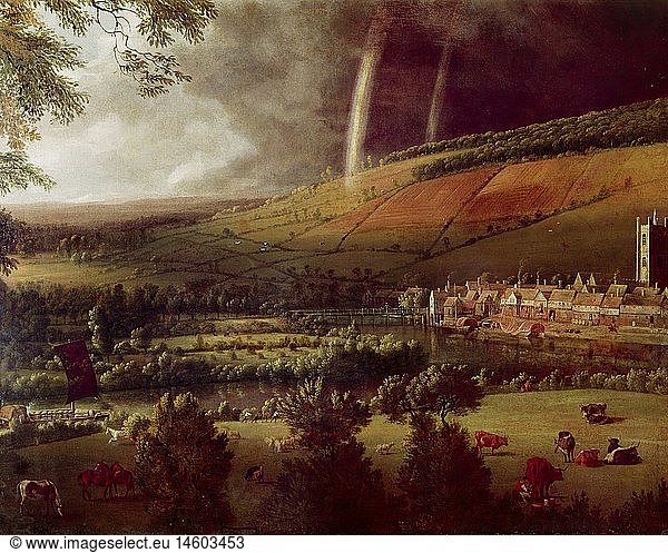 fine arts  Siberechts  Jan (1627 - circa 1700)  painting  'Landscape with Rainbow'  Oil on canvas  circa 1690  Tate Gallery  London