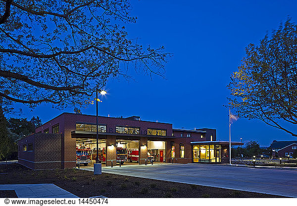 Fire Station at Night