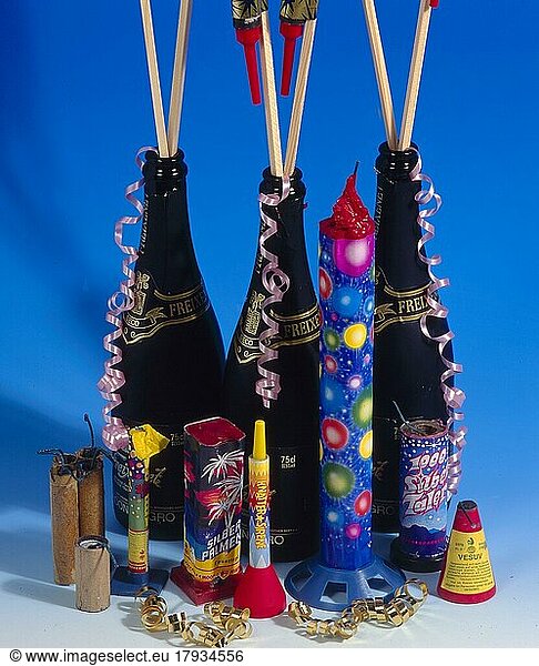 Fireworks rockets firecrackers  bangers  rockets  streamer New Year's Eve motif  New Year's motif New Year  New Year motif