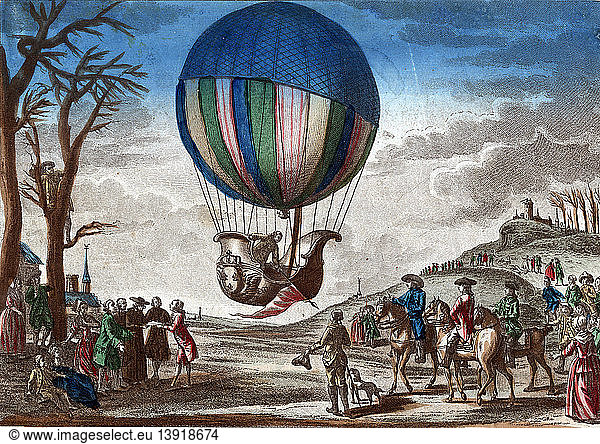 First Manned Hydrogen Balloon Flight  1783