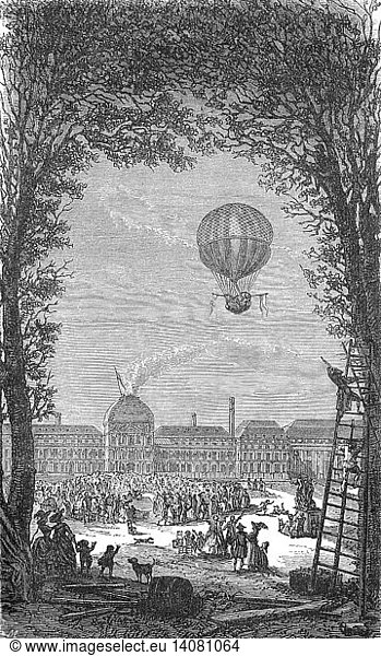 First Manned Hydrogen Balloon Flight  1783