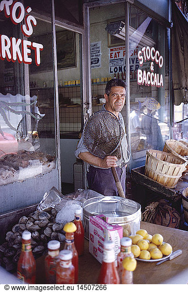 Fish Market Employee  Greenwich Village  New York City  New York  USA  August 1961
