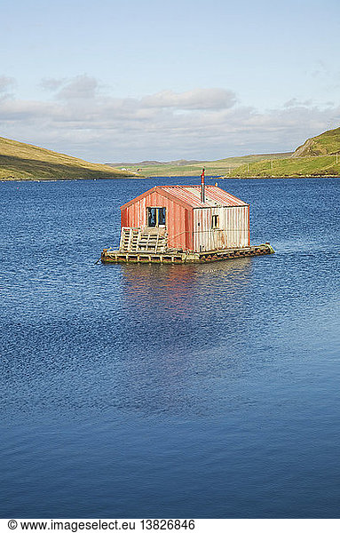 Fisherman´s shed on small island  Olna Firth  Voe  Shetland Islands  Scotland