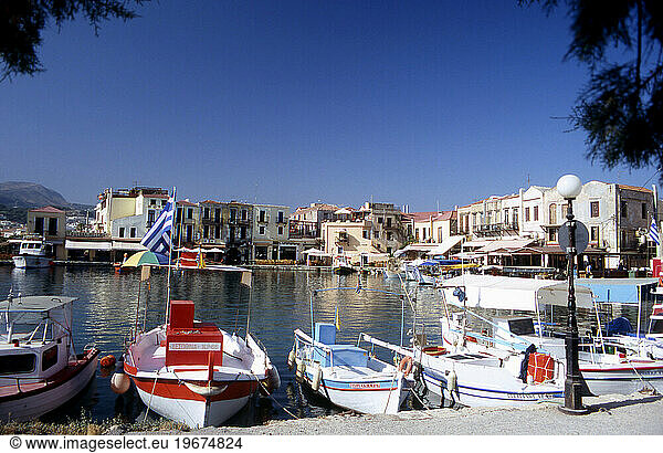 Fishing Boats in a Crete Harbor  Greece.