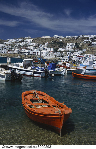 Fishing Boats in Harbor  Mykonos  Greece
