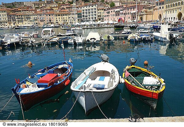 Fishing boats  Portoferraio harbour  Elba  Tuscany  Italy  Europe