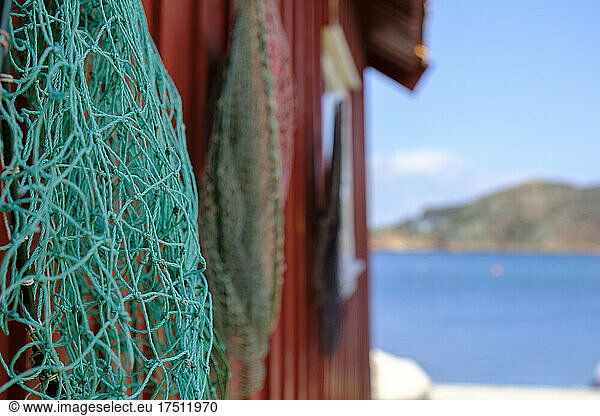 Fishing net hanging outdoors