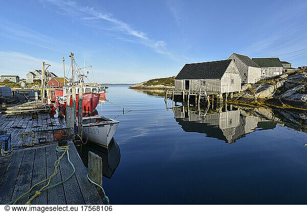 Fishing Sheds in the village of Peggy's Cove  Nova Scotia  Canada  North America