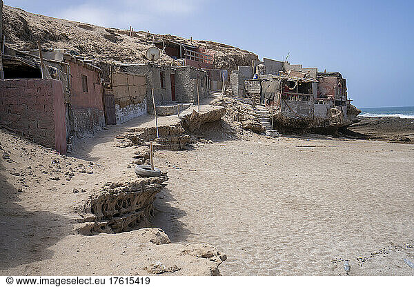 Fishing village on the Atlantic coast of Morocco, near Agadir; Agadir, Morocco