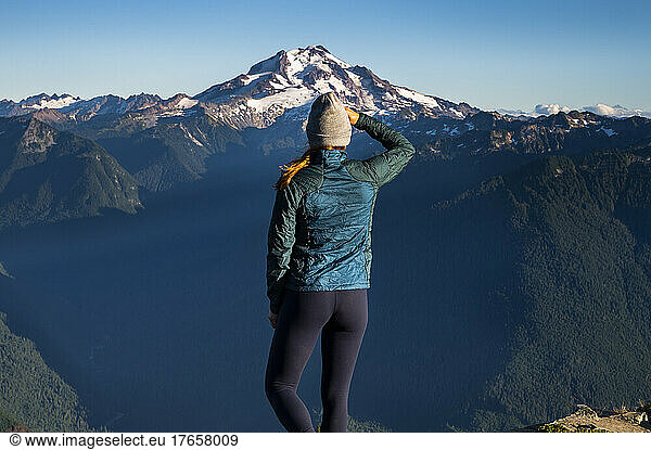 Fit female posing in The Glacier Peak Wilderness