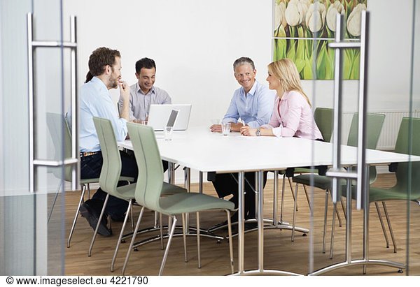 Five people in meeting