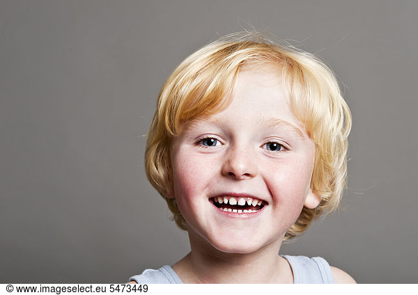 Five-year-old boy  smiling  portrait