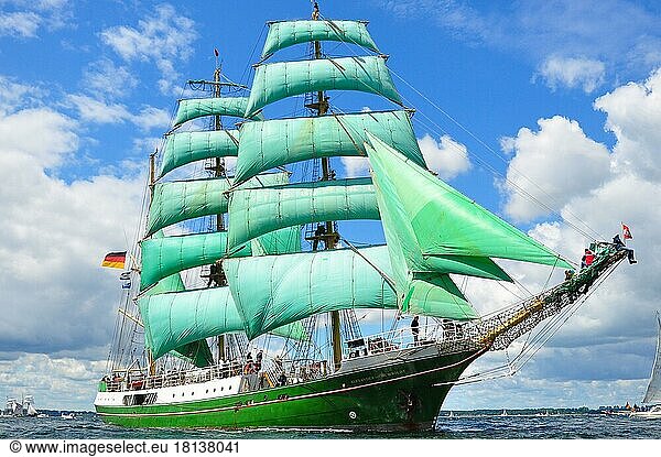 Fjord  sailing ship  Alexander von Humboldt I.  barque  full sail  Germany  Europe