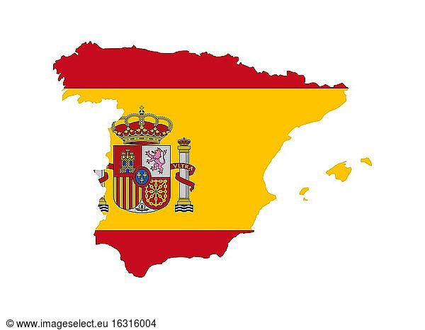 Flag in form form of the geographical country  Spain  Southern Europe  Europe