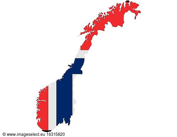 Flagge in Form des geografischen Landes  Norwegen  Nordeuropa  Europa
