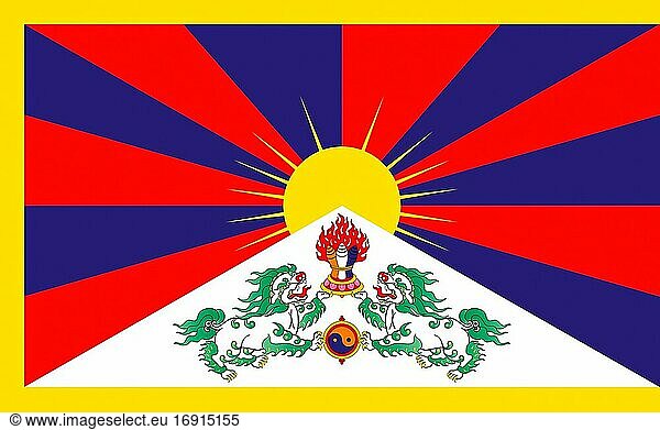 Flagge von Tibet und der Exilregierung mit Sitz in Indien.