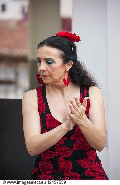 Flamenco singer and dancer performs  Salobreña  Spain.