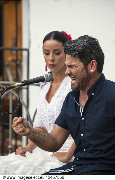 Flamenco singer performing  Salobreña  Spain.