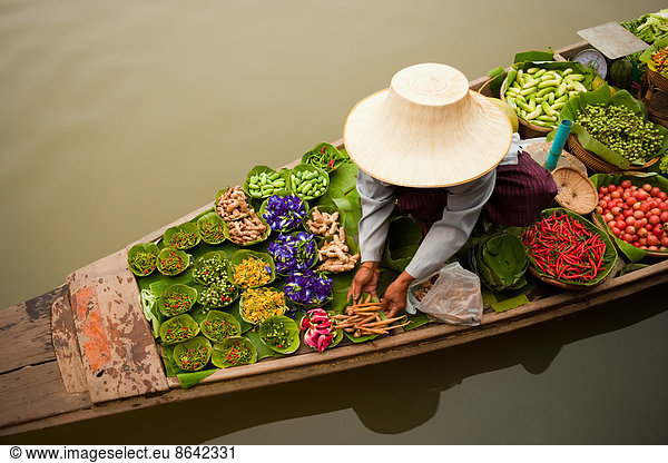 Floating markets are a common tradition throughout Southeast Asia. Bangkok  Thailand.