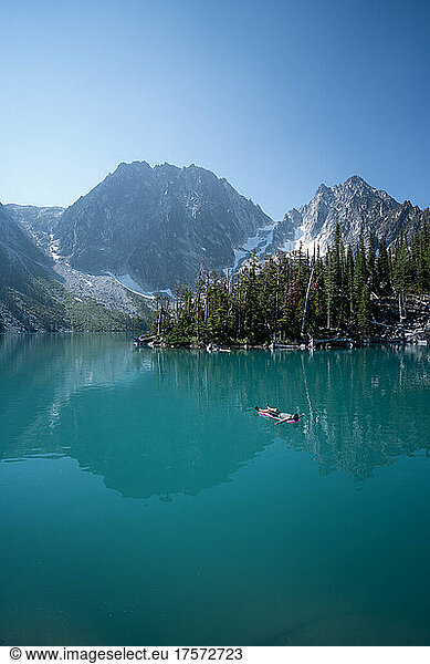 Floating on Colchuck Lake in the Enchantments
