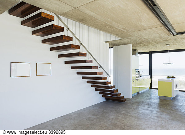 Floating staircase in modern house