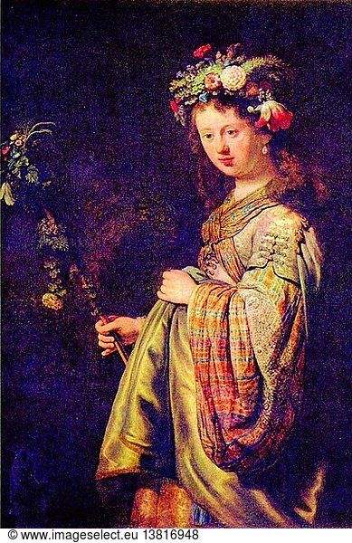 Flora (Porträt von Saskia als Flora) 1640
