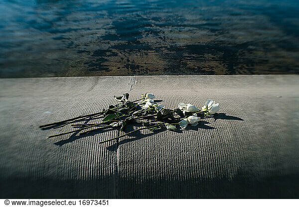 Flowers outside US Capitol in remembrance of those who died on Jan 6