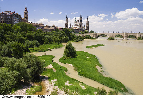 Fluss Säule Aragonien Basilika Spanien Zaragoza