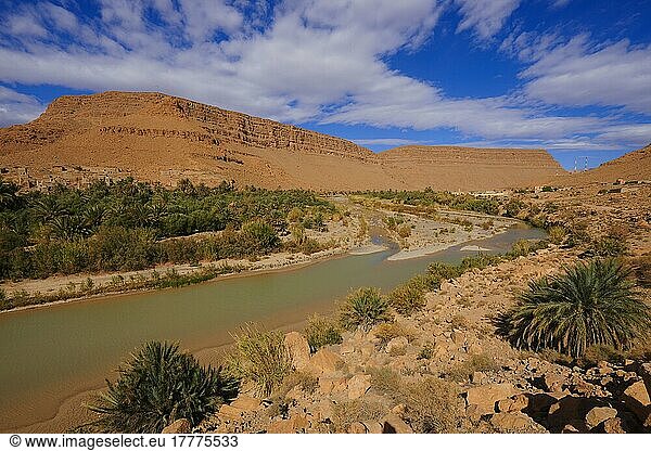 Fluss Ziz  Oued Ziz  Gorges du Ziz  Ziz-Tal  Ziz-Schluchten  Region Tafilalet  Nordafrika  Marokko  Afrika