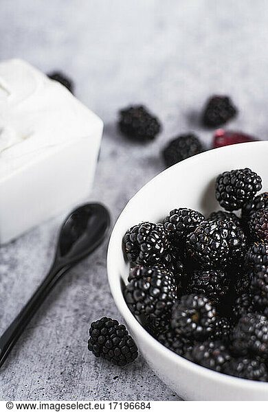 Food Closeup of Blackberry in bowl