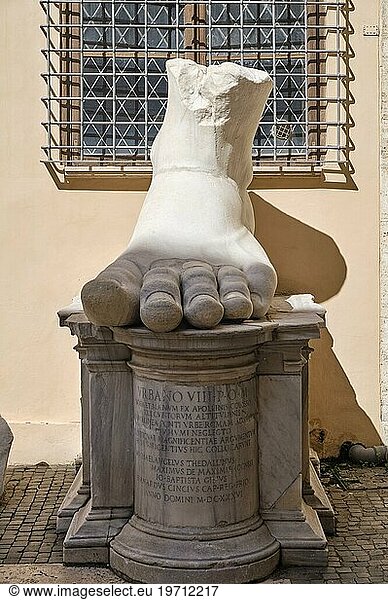 Foot of the colossal statue of Emperor Constantine in the Palace of the Conservators  Capitoline Museums  Capitoline Hill  Rome  Lazio  Italy  Europe