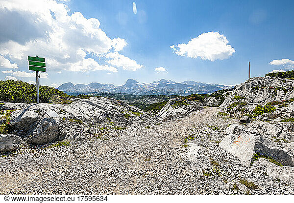 Footpath on summit of Krippenstein mountain in summer