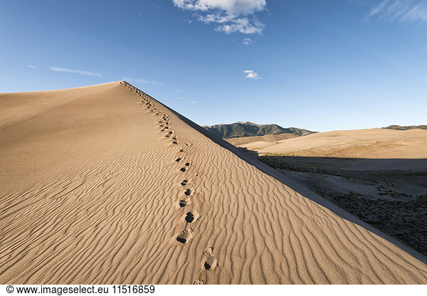 Footprints in sand dune