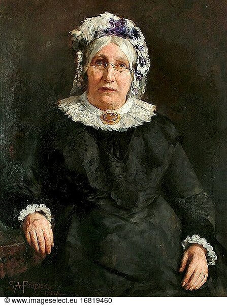 Forbes  stanhope alexander - Portrait of a Lady Seated  Wearing a Black Dress and a Feathered Headdress - 49978473892_5f4ab7c45b_o.