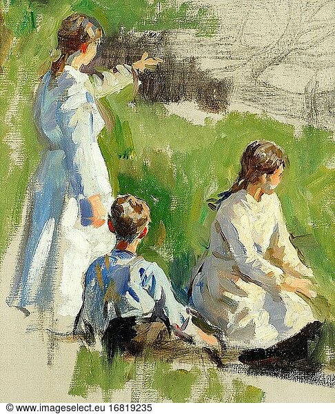 Forbes Stanhope Alexander - Summer Afternoon - a Study of Three Children - Britische Schule - 19. Jahrhundert.