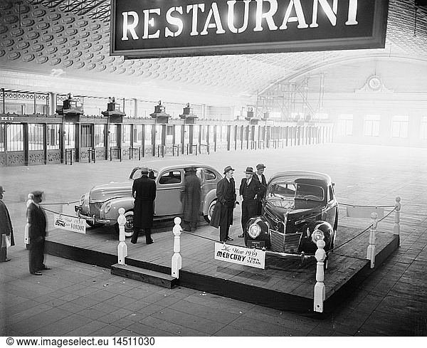 Ford Motor Company Displaying New Automobiles  Union Station  Washington DC  USA  Harris & Ewing  1938