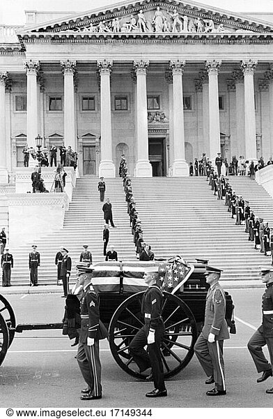 Former U.S. President Herbert Hoover's Casket  U.S. Capitol Building  Washington  D.C.  USA  Warren K. Leffler  October 23  1964