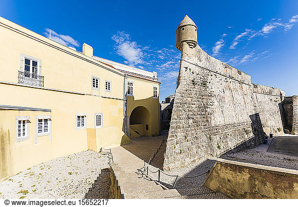 Fort of Sao Jorge in Cascais against sky during sunny day in Lisbon  Portugal
