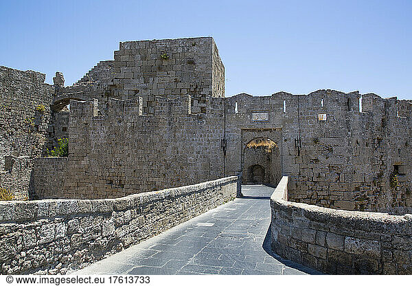 Fortification Gate  Old Town Rhodes in Greece; Rhodes  Dodecanese  Greece